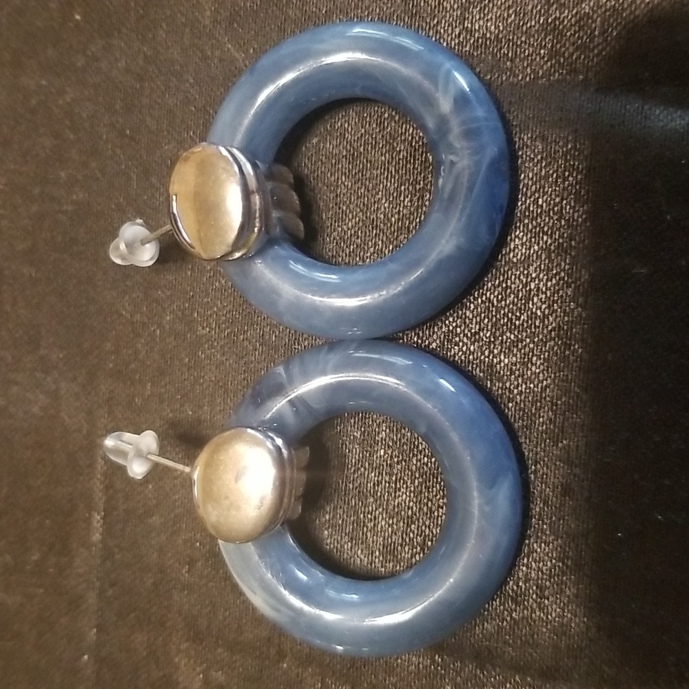 Vintage Blue Marble Look Earrings